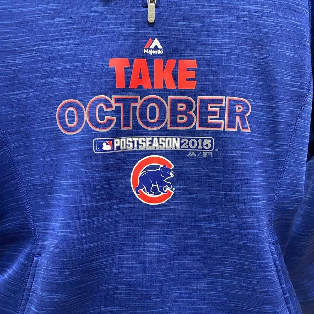 Chicago Cubs 2015 Postseason Majestic 1/4 Zip Pullover Women’s M 0099 - Picture 5 of 5
